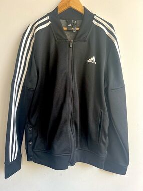 Soccer Warm Up adidas Black Track Jacket with White Three-Stripes Activewear
